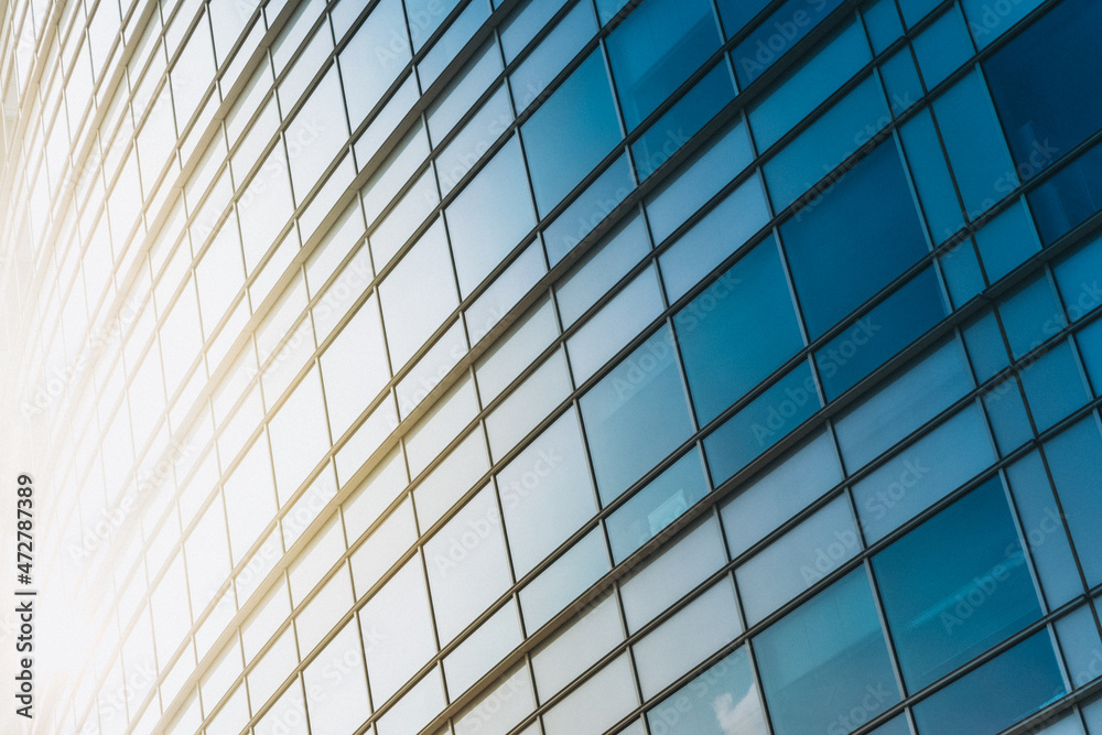 Round modern office building - glass wall - close-up Round modern office building - glass wall - close-up