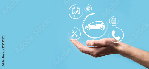 Wallpaper Mural Digital composite of Man holding car icon.Car automobile insurance and car services concept. Businessman with offering gesture and icon of car Torontodigital.ca