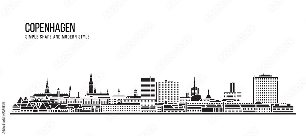Cityscape Building Abstract Simple shape and modern style art Vector design - Copenhagen city