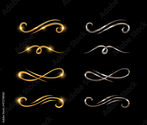 Golden and Silver Swirl Ornament Vector Sign