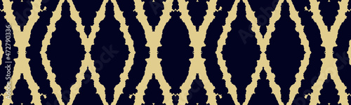 Vector Tie and Dye Seamless. Ethnic Texture. Ceramic Chevrons Ikat Ornament. Beige Mottled Design. Creative Textile Print. Navy Tie Dye Rug. Watercolor Bohemian Tile. Tie Dye Wash.