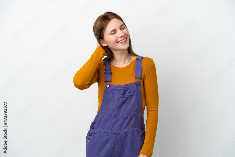 Young English woman isolated on white background thinking an idea Young English woman isolated on white background thinking an idea