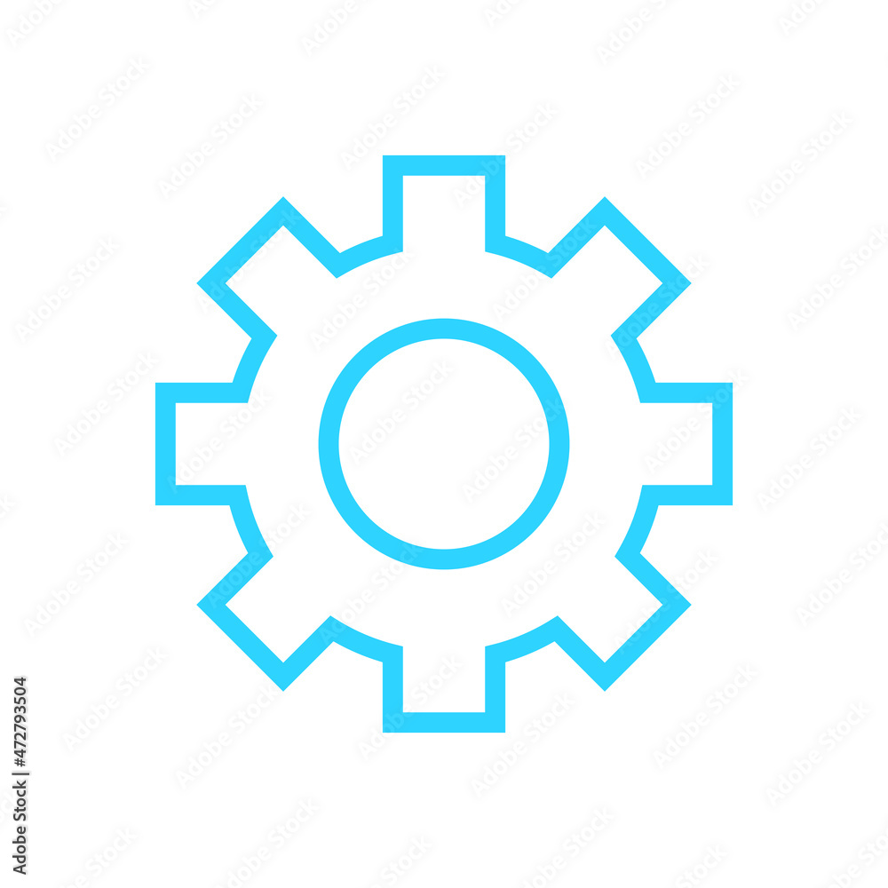 settings gear cog blue icon