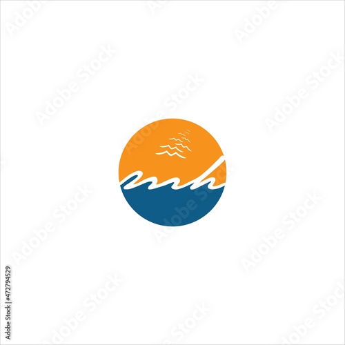 letter m h logo vector template sea