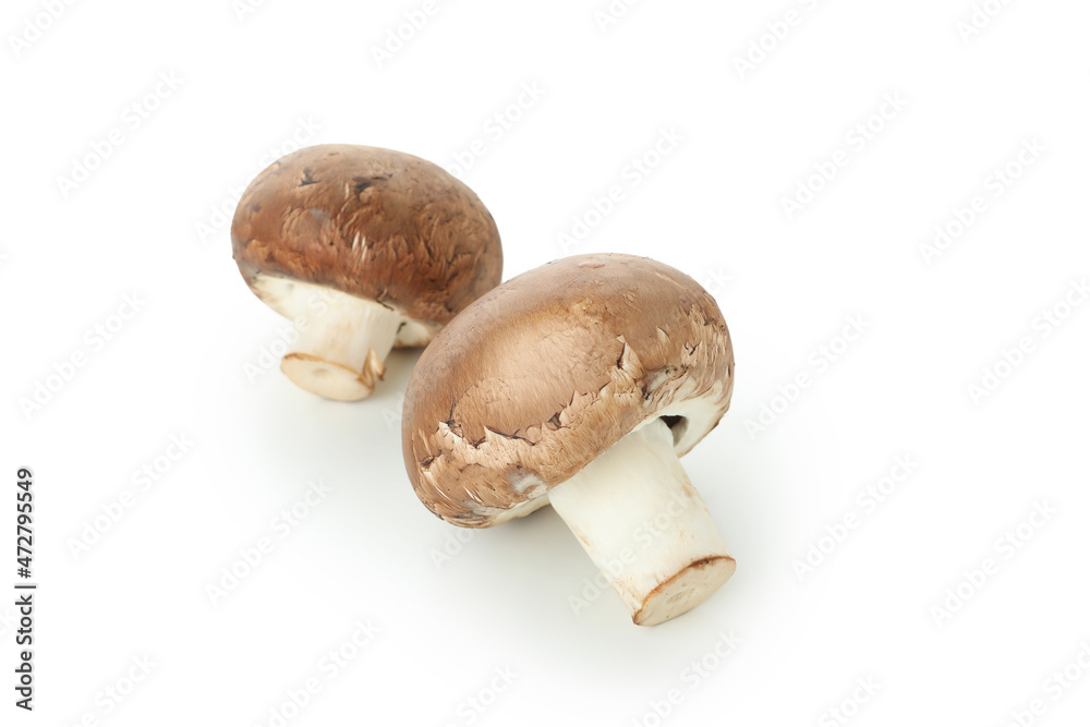 Fototapeta premium Tasty champignons mushrooms isolated on white background