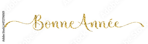 Calligraphie BONNE ANNEE vecteur en paillettes dorées photo