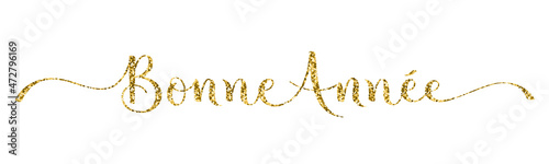 Calligraphie BONNE ANNEE vecteur en paillettes dorées
