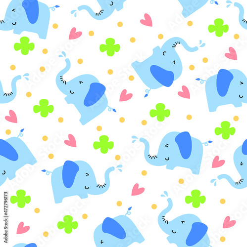 Illustration vector graphic of cute elephant seamless pattern. Good for printing on linen, fabric, textile, paper