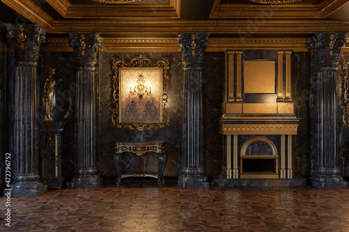 Murais de parede 3d render of the interior of the hall in a classic style