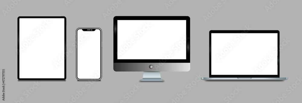 Device screen set - laptop smartphone tablet computer monitor Vector Device screen set - laptop smartphone tablet computer monitor Vector