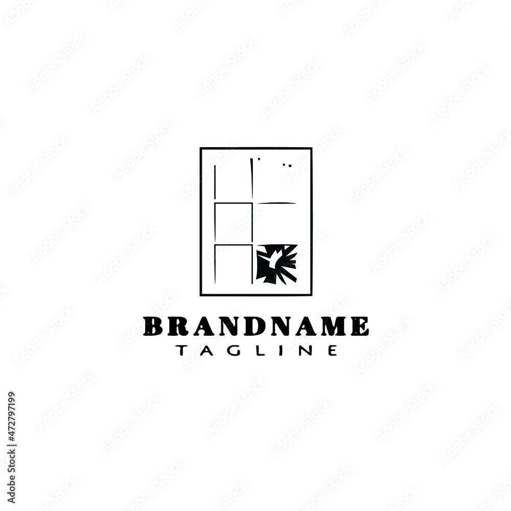 broken window logo cartoon icon design template black isolated vector