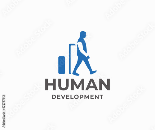 Leadership and career development with human and chart design. Planning business growt,  growth potential vector design. Coaching and motivation