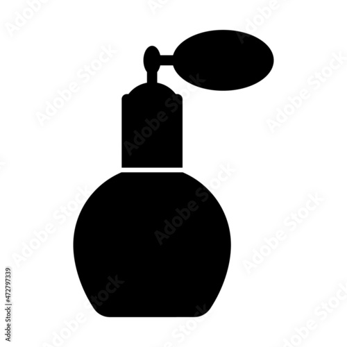 Vector high quality perfume bottle black icon isolated on white background. Beauty and personal care concept illustration