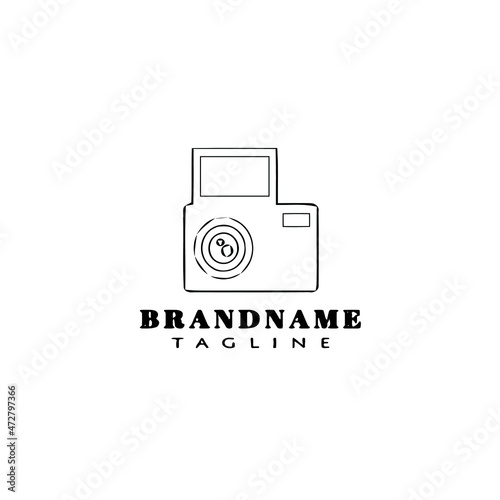 camera logo cartoon design flat icon black isolated vector illustration