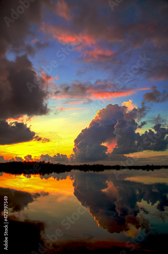 Sunrise on Sanibel Island, Ding Darling NWR, Florida. photo