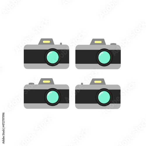 Camera icon set. Photo camera in flat style. Vector