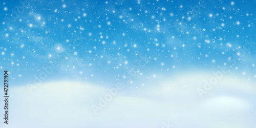 Winter snowy background, horizontal banner © Rimma