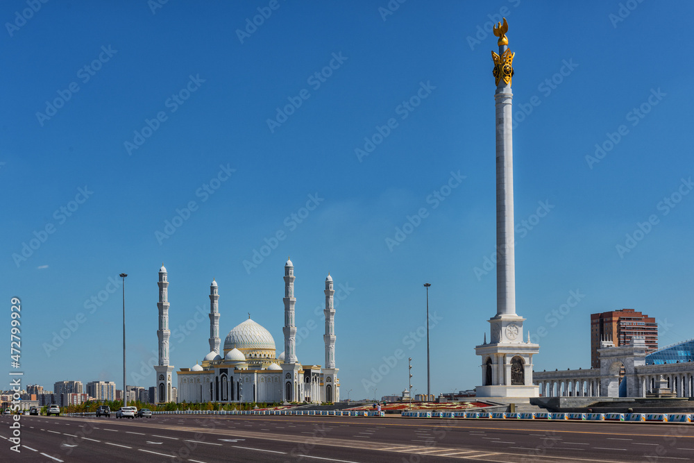The Kazakh country monument on Independence Square in the capital of Kazakhstan - the city of Astana