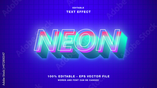 Neon 3D editable text effect