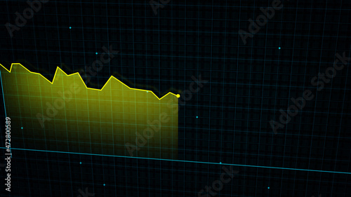 3D rendering of a tech-style digital income line graph against a high-tech grid background. Concept for presentations  advertising and showing profitability and statistics 
