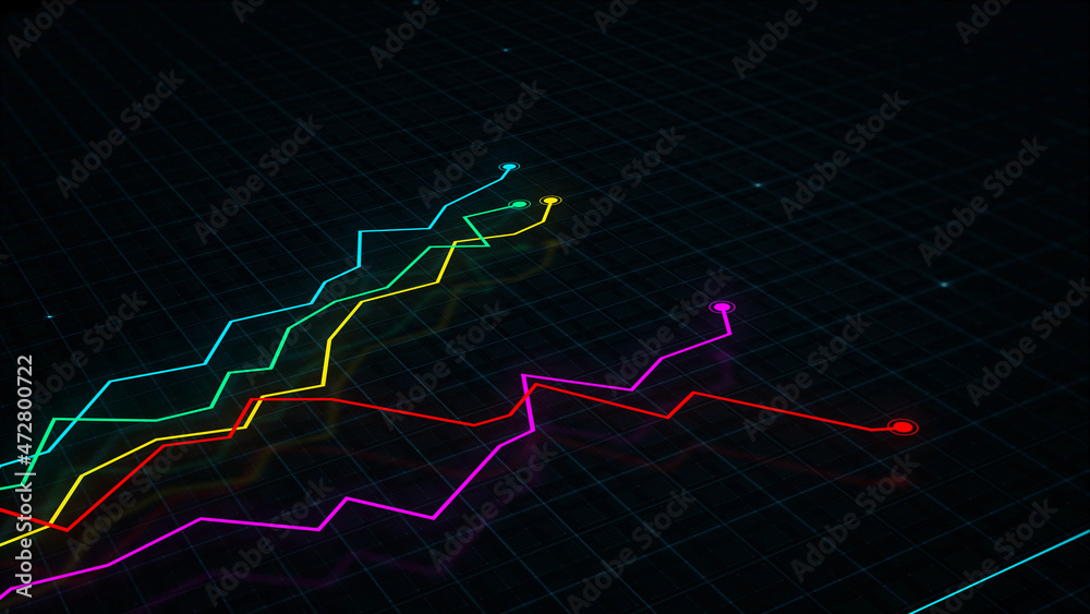 3D rendering of a tech-style digital income line graph against a high-tech grid background. Concept for presentations, advertising and showing profitability and statistics
3D rendering of a tech-style digital income line graph against a high-tech grid background. Concept for presentations, advertising and showing profitability and statistics