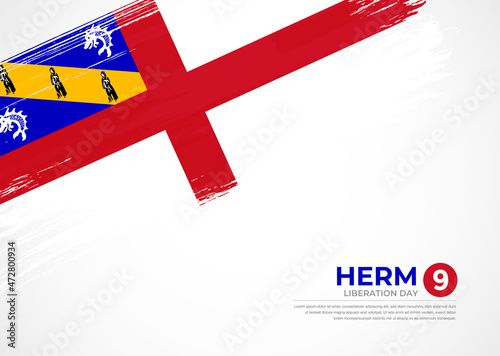 Flag of Herm with creative painted brush stroke texture background