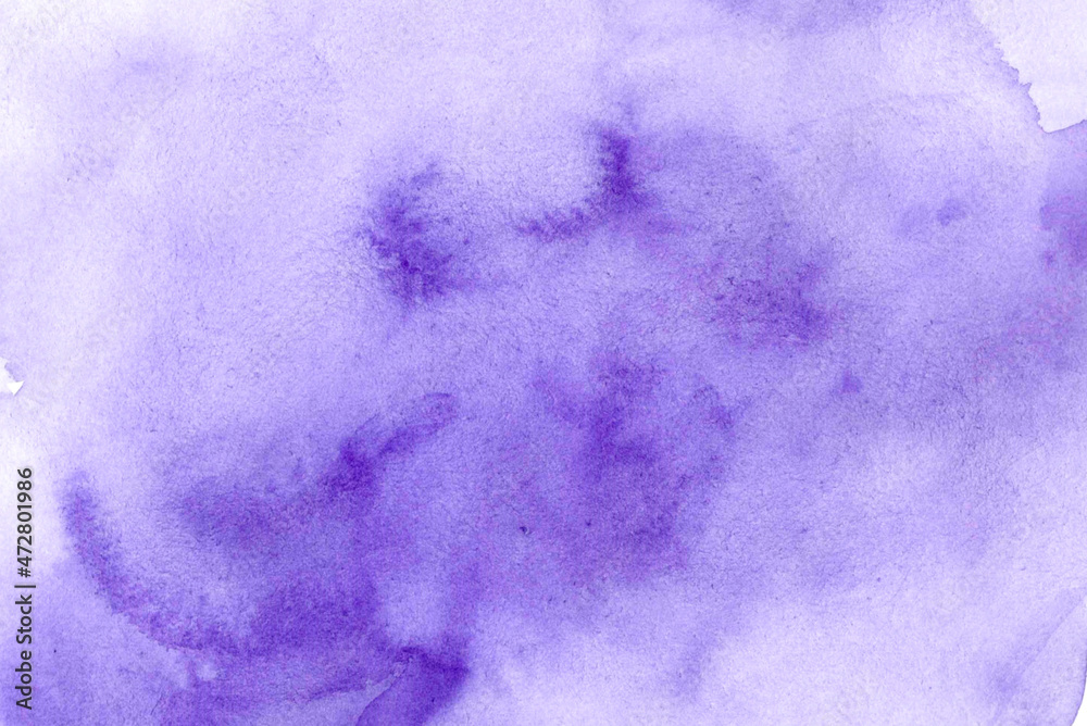 Hand-drawn watercolor abstract background, airy texture in purple.
