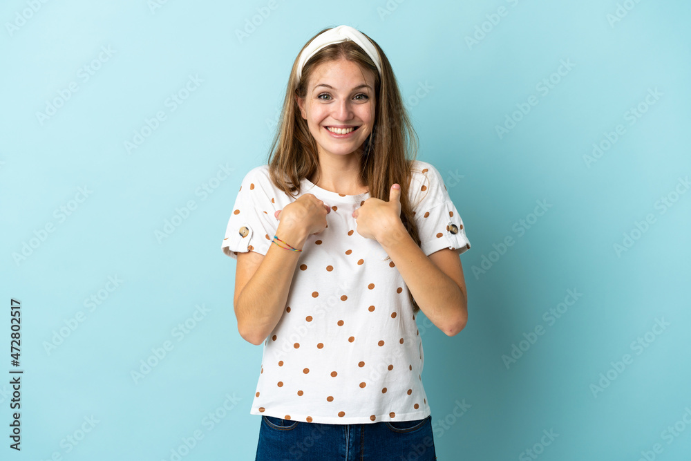 Young caucasian woman over isolated background with surprise facial expression Young caucasian woman over isolated background with surprise facial expression