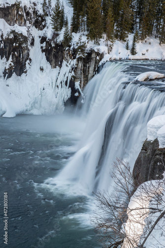 Upper Mesa Falls in winter, near Ashton, Idaho photo