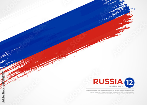Flag of Russia with creative painted brush stroke texture background