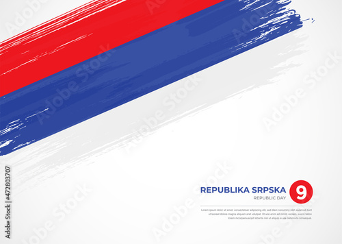 Flag of Republika Srpska with creative painted brush stroke texture background