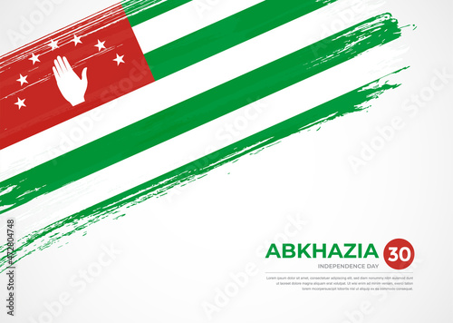 Flag of Abkhazia with creative painted brush stroke texture background