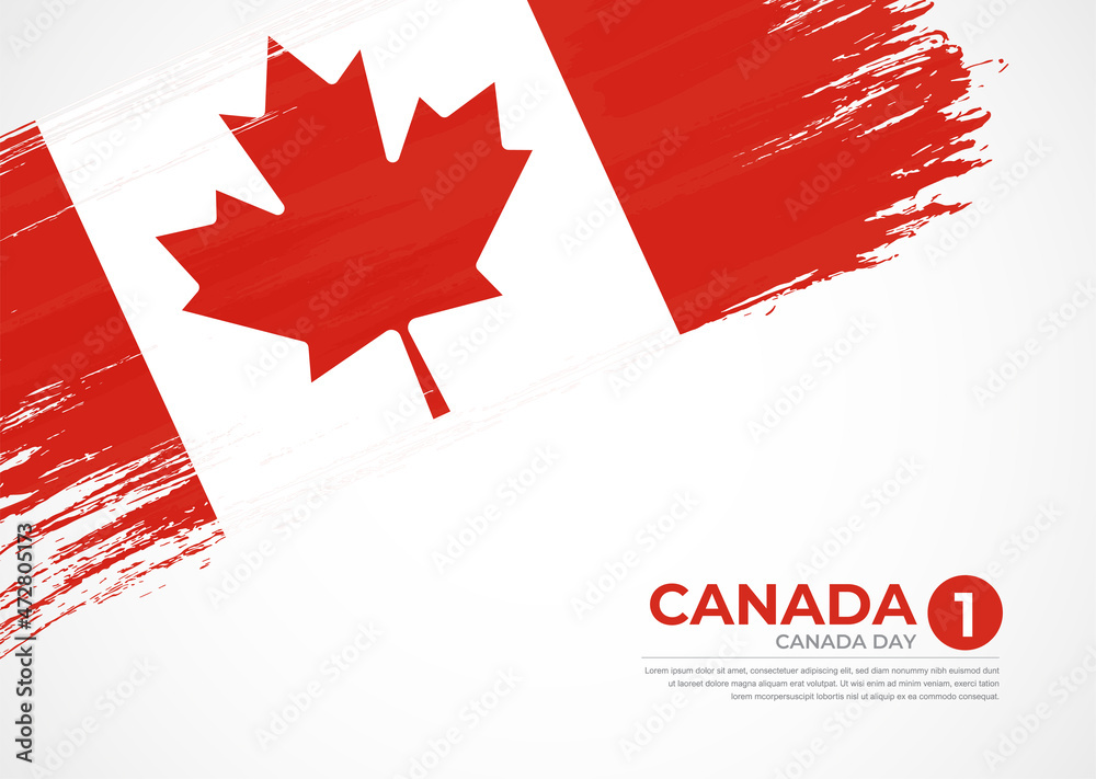Obraz premium Flag of Canada with creative painted brush stroke texture background