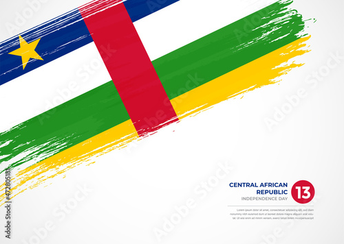 Flag of Central African Republic with creative painted brush stroke texture background