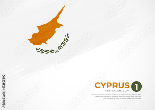 Flag of Cyprus with creative painted brush stroke texture background
