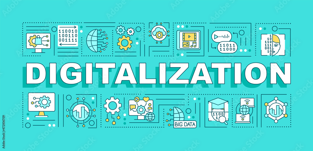 Digitalization word concepts banner. Modern technology of public ...