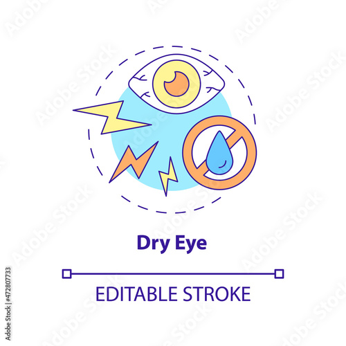 Dry eye concept icon. Temporary symptom caused by lasik eye surgery. Operation side effect abstract idea thin line illustration. Vector isolated outline color drawing. Editable stroke