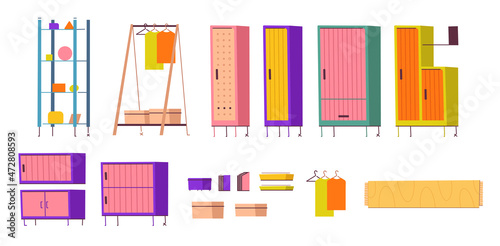 Modern interior with different types of furniture set.