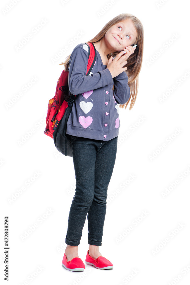 Girl talking by smart phone. Girl talking by smart phone.