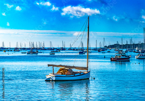 Sailboats, Padanaram Harbor, Buzzards Bay, Dartmouth, Massachusetts photo