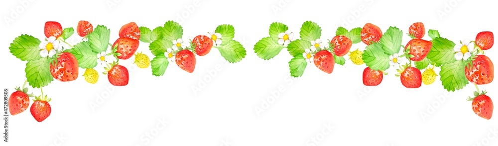 いちごのかわいい水彩フレーム Stock Illustration Adobe Stock