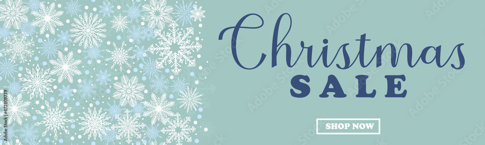 Christmas sale elegant banner background. Christmas discount, promotion. Winter border with hand drawn snowflakes and snow. Vector illustration for posters, flyers Christmas sale elegant banner background. Christmas discount, promotion. Winter border with hand drawn snowflakes and snow. Vector illustration for posters, flyers