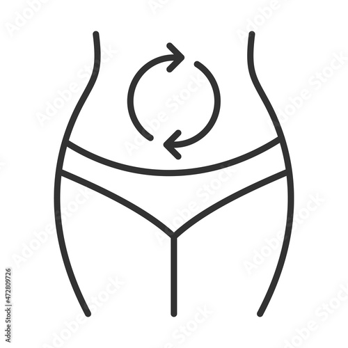 Woman metabolism monochrome line icon vector illustration female stomach care detox and cleanse