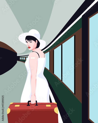 Vaccinated Asian girl travelling solo