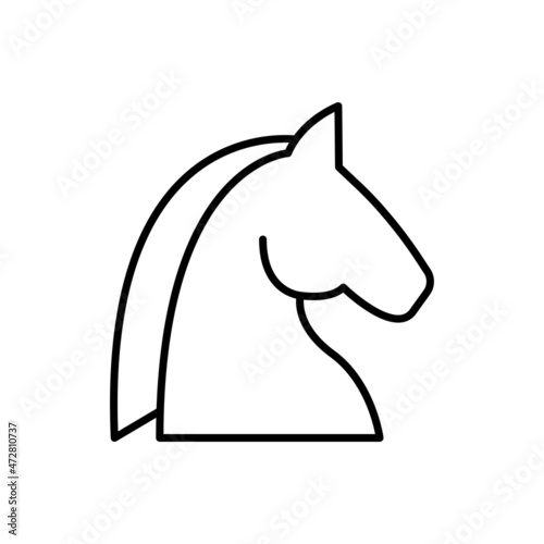 Horse head black outline icon. Chessmen of knight. Animal concept. Trendy flat isolated simple symbol, sign can be used for: illustration, logo, app, design, web, dev, ui, ux, gui. Vector EPS 10