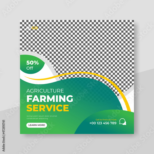 Agriculture farming service social media banner design template