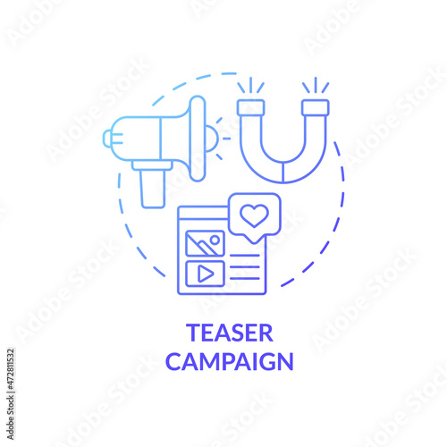 Teaser campaign for business growth concept icon. Small business startup prelaunch add. Marketing strategy abstract idea thin line illustration. Vector isolated outline color drawing photo