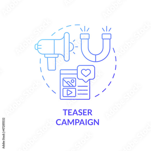 Teaser campaign for business growth concept icon. Small business startup prelaunch add. Marketing strategy abstract idea thin line illustration. Vector isolated outline color drawing