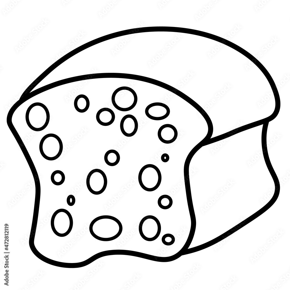 Bread coloring book. Black and white vector illustration.