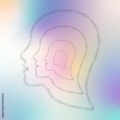Outline of head shape with diversity text